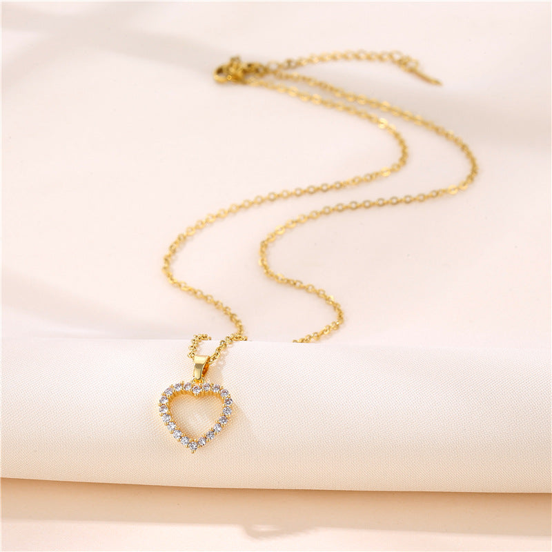 Wholesale Gold Heart Necklace Titanium Steel